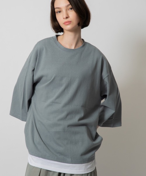 D.TT.K（ディティーティーケー）の「【ユニセックスアイテム】LAYERED T-SHIRTS ルーズフィット レイヤード Tシャツ（シャツ/ブラウス・メンズ・クリーム/ブルー/ライトブルー/ブラック・FREE）」の16枚目の写真