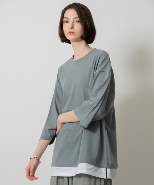 D.TT.K（ディティーティーケー）の「【ユニセックスアイテム】LAYERED T-SHIRTS ルーズフィット レイヤード Tシャツ（シャツ/ブラウス・メンズ・クリーム/ブルー/ライトブルー/ブラック・FREE）」の18枚目の写真