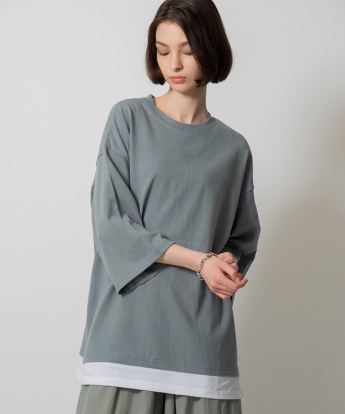 D.TT.K（ディティーティーケー）の「【ユニセックスアイテム】LAYERED T-SHIRTS ルーズフィット レイヤード Tシャツ（シャツ/ブラウス・メンズ・クリーム/ブルー/ライトブルー/ブラック・FREE）」の19枚目の写真