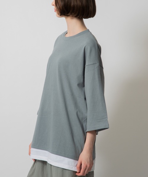 D.TT.K（ディティーティーケー）の「【ユニセックスアイテム】LAYERED T-SHIRTS ルーズフィット レイヤード Tシャツ（シャツ/ブラウス・メンズ・クリーム/ブルー/ライトブルー/ブラック・FREE）」の22枚目の写真