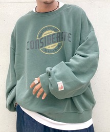 《Javaジャバコラボ》こなれ感際立つ! 2way前後ピグメント加工 裏起毛プルオーバー