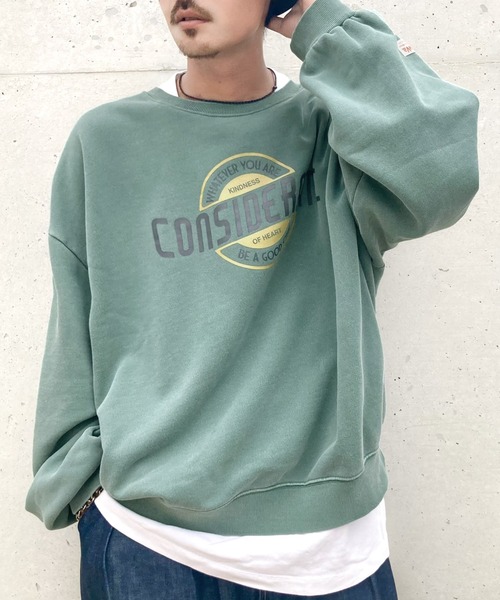 Java（ジャバ）の「《Javaジャバコラボ》こなれ感際立つ! 2way前後ピグメント加工 裏起毛プルオーバー（スウェット・メンズ・グリーン/チャコールグレー/ブルー・LARGE/MEDIUM/SMALL/X-LARGE）」の4枚目の写真