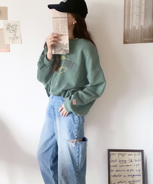 Java（ジャバ）の「《Javaジャバコラボ》こなれ感際立つ! 2way前後ピグメント加工 裏起毛プルオーバー（スウェット・メンズ・グリーン/チャコールグレー/ブルー・LARGE/MEDIUM/SMALL/X-LARGE）」の9枚目の写真