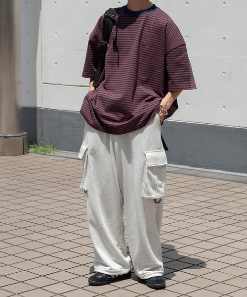 Perushu(ペルーシュ)の「レトロボーダーTシャツ(Tシャツ/カットソー・メンズ・ブラウン/オリーブ/ピンク系その他/ホワイト系その他・LARGE/MEDIUM/SMALL)」の7枚目の写真