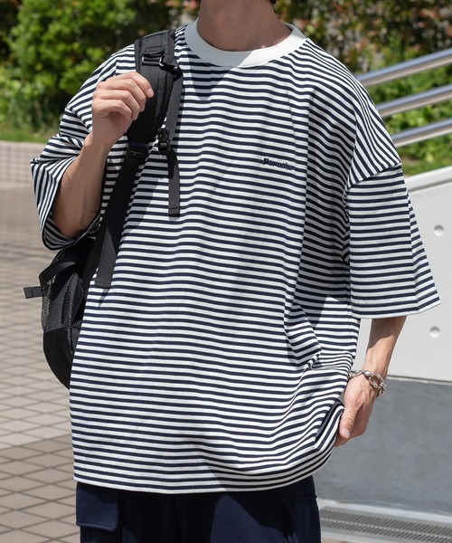 Perushu(ペルーシュ)の「レトロボーダーTシャツ(Tシャツ/カットソー・メンズ・ブラウン/オリーブ/ピンク系その他/ホワイト系その他・LARGE/MEDIUM/SMALL)」の20枚目の写真