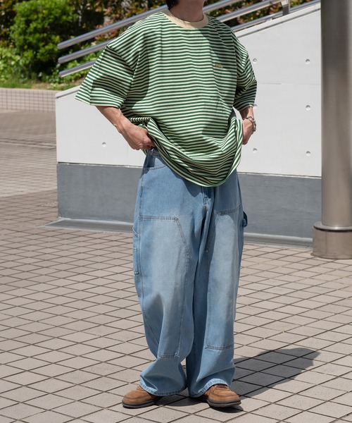 Perushu(ペルーシュ)の「レトロボーダーTシャツ(Tシャツ/カットソー・メンズ・ブラウン/オリーブ/ピンク系その他/ホワイト系その他・LARGE/MEDIUM/SMALL)」の16枚目の写真