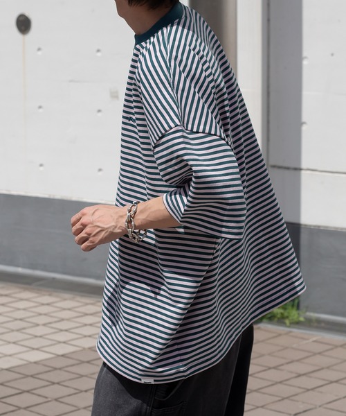 Perushu(ペルーシュ)の「レトロボーダーTシャツ(Tシャツ/カットソー・メンズ・ブラウン/オリーブ/ピンク系その他/ホワイト系その他・LARGE/MEDIUM/SMALL)」の17枚目の写真