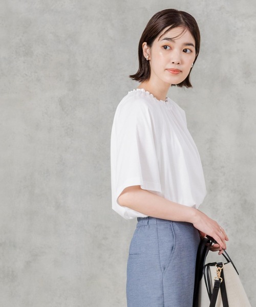 Gready Brilliant(グレディブリリアン)の「スムースギャザーカラーカットソー(Tシャツ/カットソー・レディース・オフホワイト/グリーン・38)」の20枚目の写真