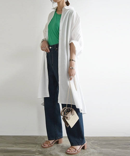 and it_(アンドイット)の「インド綿ドルマンシャツワンピース(シャツワンピース・レディース・ブルー/ブラック/ホワイト・M/L)」の2枚目の写真