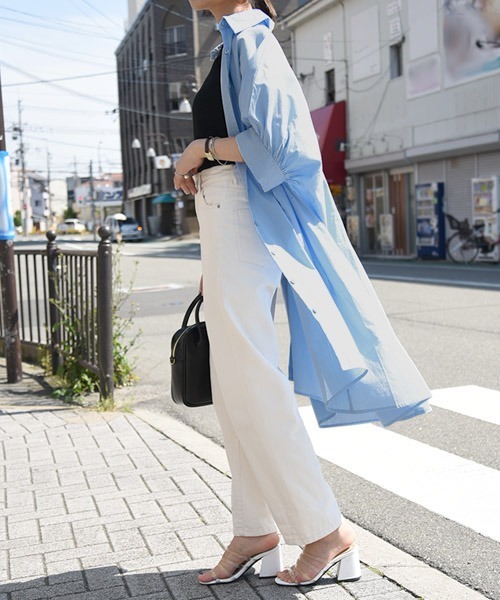 and it_(アンドイット)の「インド綿ドルマンシャツワンピース(シャツワンピース・レディース・ブルー/ブラック/ホワイト・M/L)」の19枚目の写真