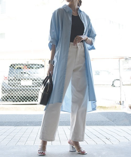 and it_(アンドイット)の「インド綿ドルマンシャツワンピース(シャツワンピース・レディース・ブルー/ブラック/ホワイト・M/L)」の13枚目の写真