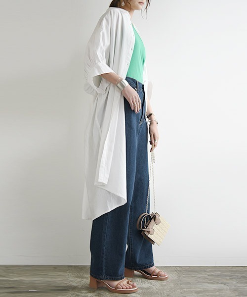 and it_(アンドイット)の「インド綿ドルマンシャツワンピース(シャツワンピース・レディース・ブルー/ブラック/ホワイト・M/L)」の10枚目の写真
