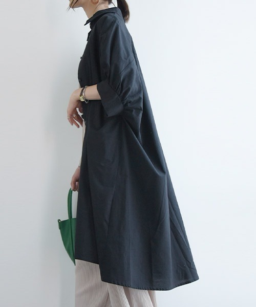 and it_(アンドイット)の「インド綿ドルマンシャツワンピース(シャツワンピース・レディース・ブルー/ブラック/ホワイト・M/L)」の8枚目の写真