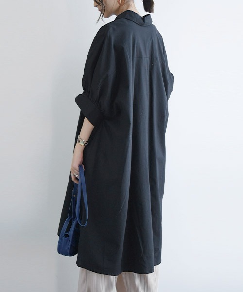 and it_(アンドイット)の「インド綿ドルマンシャツワンピース(シャツワンピース・レディース・ブルー/ブラック/ホワイト・M/L)」の15枚目の写真