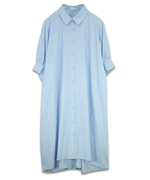 and it_(アンドイット)の「インド綿ドルマンシャツワンピース(シャツワンピース・レディース・ブルー/ブラック/ホワイト・M/L)」の6枚目の写真