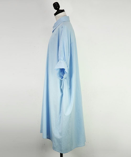 and it_(アンドイット)の「インド綿ドルマンシャツワンピース(シャツワンピース・レディース・ブルー/ブラック/ホワイト・M/L)」の9枚目の写真