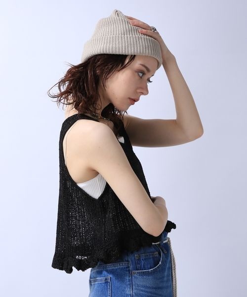 JEANASIS（ジーナシス）の「チビフリルシャイニーニットNS/964469（ベスト・レディース・グリーン/ブラック/グレー・FREE）」の14枚目の写真