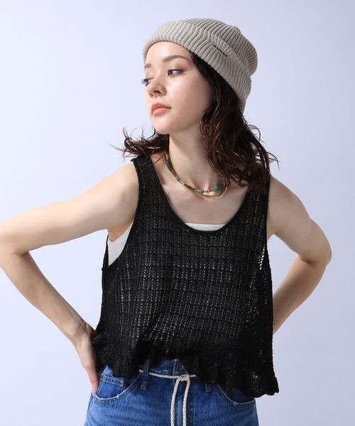 JEANASIS（ジーナシス）の「チビフリルシャイニーニットNS/964469（ベスト・レディース・グリーン/ブラック/グレー・FREE）」の13枚目の写真