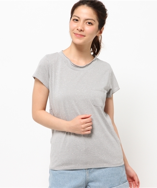 CIAOPANIC（チャオパニック）の「【Ciaopanic】　ネップ天竺クルーネック（Tシャツ/カットソー・レディース・ネイビー/グレー/オフホワイト/ピンク・FREE）」の3枚目の写真