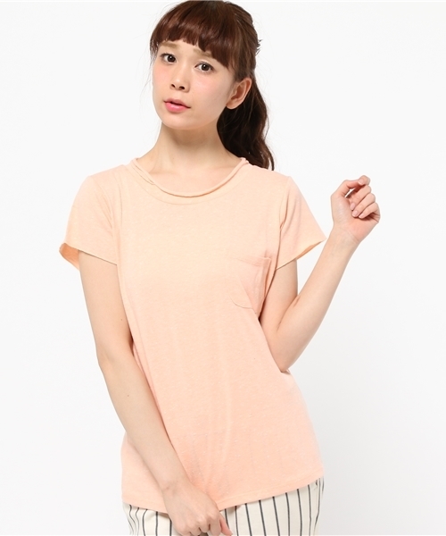 CIAOPANIC（チャオパニック）の「【Ciaopanic】　ネップ天竺クルーネック（Tシャツ/カットソー・レディース・ネイビー/グレー/オフホワイト/ピンク・FREE）」の4枚目の写真