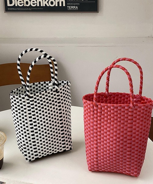 LYEON（リヨン）の「かごバッグ/バスケットトートバッグ（トートバッグ・レディース・ピンク/グリーン/ホワイト/イエロー・FREE）」の19枚目の写真
