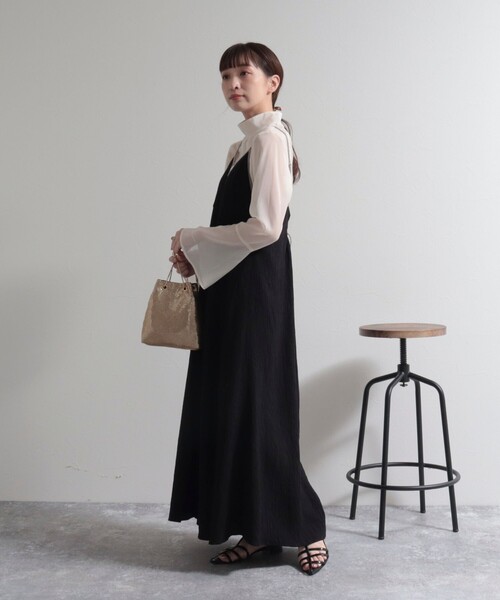 fredy emue(フレディエミュ)の「【オケージョン対応】楊柳配色パイピングキャミワンピース(ワンピース・レディース・ラベンダー/ブラック/ベージュ・38)」の20枚目の写真