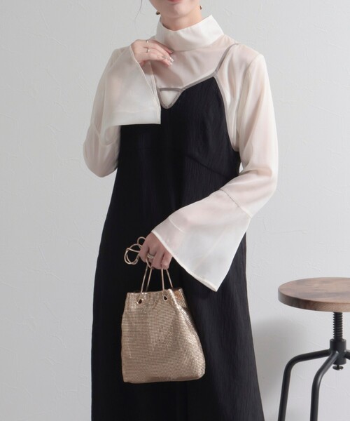 fredy emue(フレディエミュ)の「【オケージョン対応】楊柳配色パイピングキャミワンピース(ワンピース・レディース・ラベンダー/ブラック/ベージュ・38)」の16枚目の写真