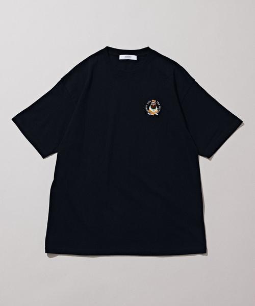 B.C STOCK（ベーセーストック）の「SMILE MOJYA刺繍半袖Tシャツ（Tシャツ/カットソー・メンズ・グリーン/ホワイト/ベージュ/ブラック系その他・LARGE/MEDIUM）」の2枚目の写真