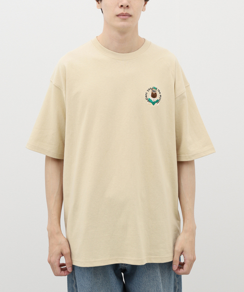 B.C STOCK（ベーセーストック）の「SMILE MOJYA刺繍半袖Tシャツ（Tシャツ/カットソー・メンズ・グリーン/ホワイト/ベージュ/ブラック系その他・LARGE/MEDIUM）」の21枚目の写真