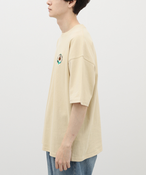 B.C STOCK（ベーセーストック）の「SMILE MOJYA刺繍半袖Tシャツ（Tシャツ/カットソー・メンズ・グリーン/ホワイト/ベージュ/ブラック系その他・LARGE/MEDIUM）」の19枚目の写真