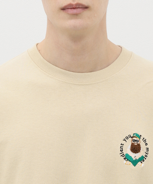 B.C STOCK（ベーセーストック）の「SMILE MOJYA刺繍半袖Tシャツ（Tシャツ/カットソー・メンズ・グリーン/ホワイト/ベージュ/ブラック系その他・LARGE/MEDIUM）」の10枚目の写真