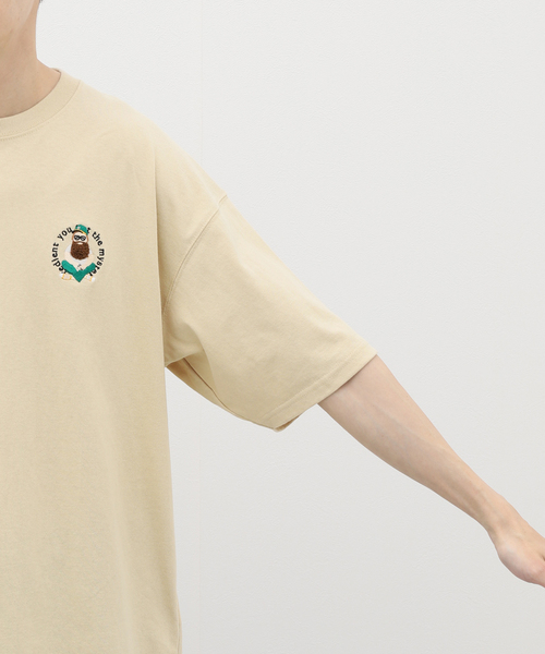 B.C STOCK（ベーセーストック）の「SMILE MOJYA刺繍半袖Tシャツ（Tシャツ/カットソー・メンズ・グリーン/ホワイト/ベージュ/ブラック系その他・LARGE/MEDIUM）」の17枚目の写真