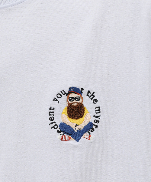 B.C STOCK（ベーセーストック）の「SMILE MOJYA刺繍半袖Tシャツ（Tシャツ/カットソー・メンズ・グリーン/ホワイト/ベージュ/ブラック系その他・LARGE/MEDIUM）」の20枚目の写真