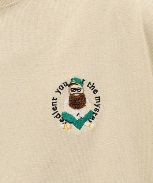 B.C STOCK（ベーセーストック）の「SMILE MOJYA刺繍半袖Tシャツ（Tシャツ/カットソー・メンズ・グリーン/ホワイト/ベージュ/ブラック系その他・LARGE/MEDIUM）」の6枚目の写真