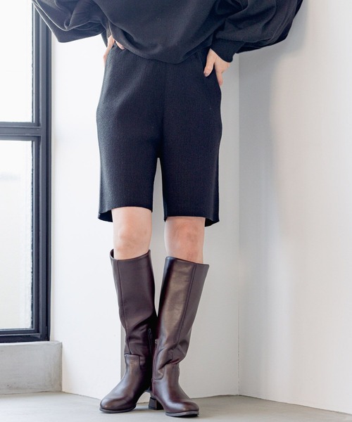 LEPSIM（レプシィム）の「12ゲージリブショートパンツ　184035（その他パンツ・レディース・アイボリー/ブラウン系その他/ブラック・FREE）」の2枚目の写真