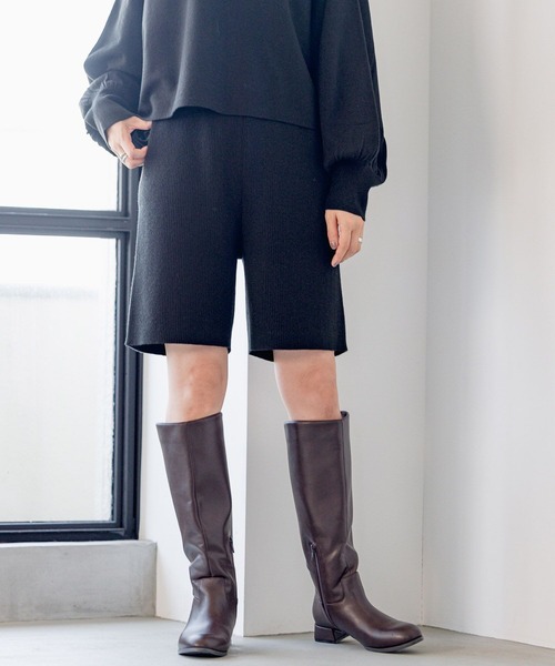 LEPSIM（レプシィム）の「12ゲージリブショートパンツ　184035（その他パンツ・レディース・アイボリー/ブラウン系その他/ブラック・FREE）」の4枚目の写真