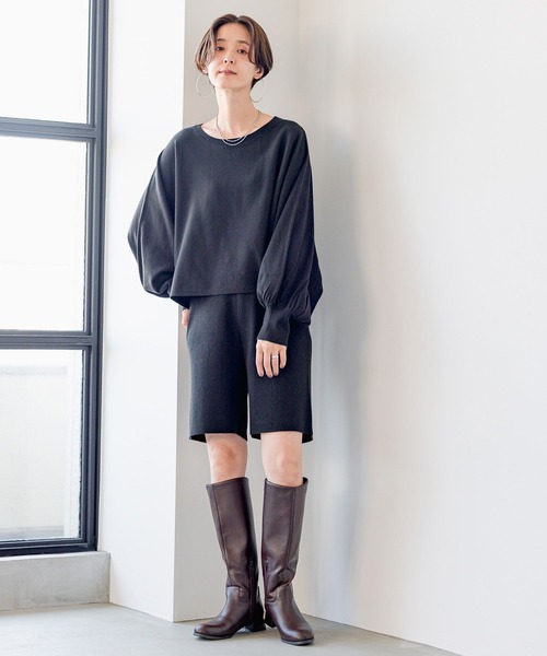 LEPSIM（レプシィム）の「12ゲージリブショートパンツ　184035（その他パンツ・レディース・アイボリー/ブラウン系その他/ブラック・FREE）」の7枚目の写真