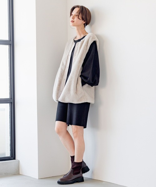 LEPSIM（レプシィム）の「12ゲージリブショートパンツ　184035（その他パンツ・レディース・アイボリー/ブラウン系その他/ブラック・FREE）」の10枚目の写真