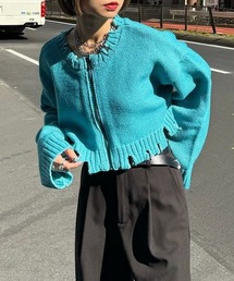 PAGEBOY | ダメージフルZIPニットプルオーバー(ニット/セーター)