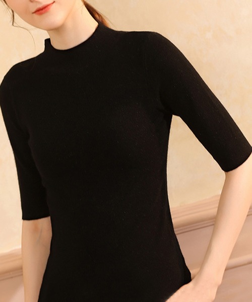 aimoha（アイモハ）の「ハイネックニットトップス (SS)（ニット/セーター・レディース・オフホワイト/ネイビー/ライトグレー/チョコ/ブラック/ブラウン/ホワイト・MEDIUM/LARGE/X-LARGE）」の10枚目の写真