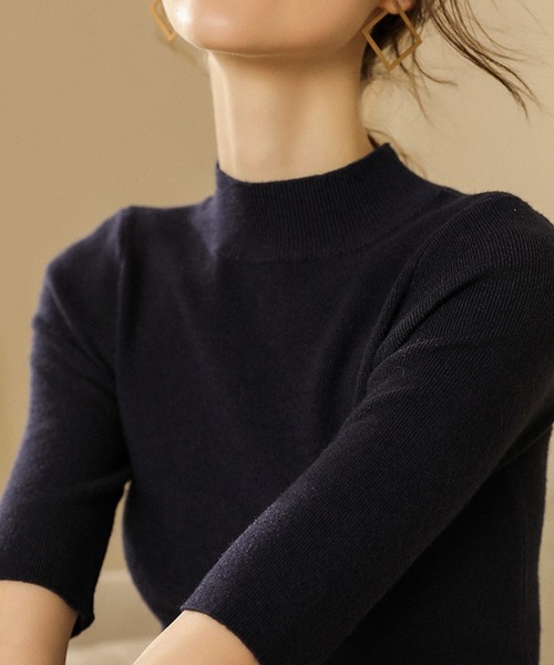 aimoha（アイモハ）の「ハイネックニットトップス (SS)（ニット/セーター・レディース・オフホワイト/ネイビー/ライトグレー/チョコ/ブラック/ブラウン/ホワイト・MEDIUM/LARGE/X-LARGE）」の22枚目の写真