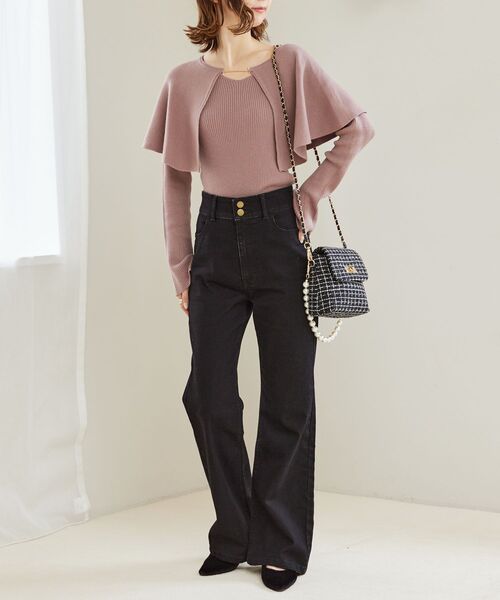 MAJESTIC LEGON（マジェスティックレゴン）の「チェーン付きケープセットニット（ニット/セーター・レディース・ブルー/ブラック/アイボリー/ピンク・MEDIUM）」の8枚目の写真