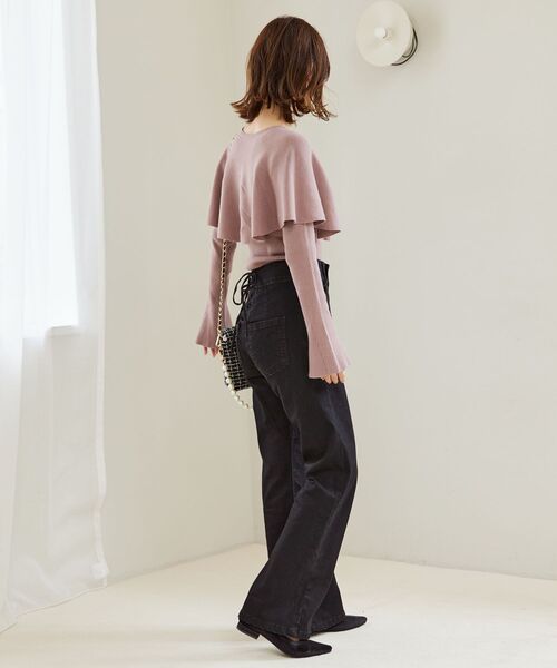 MAJESTIC LEGON（マジェスティックレゴン）の「チェーン付きケープセットニット（ニット/セーター・レディース・ブルー/ブラック/アイボリー/ピンク・MEDIUM）」の10枚目の写真