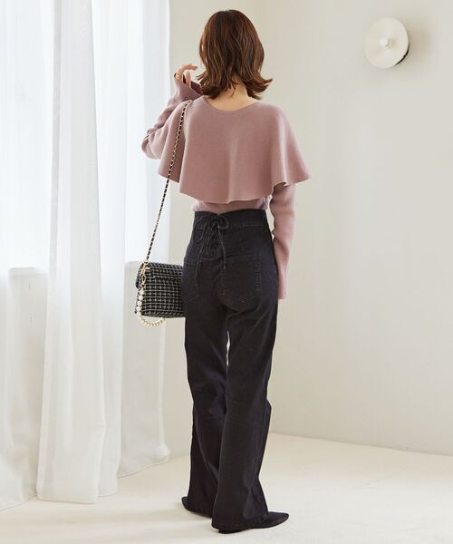 MAJESTIC LEGON（マジェスティックレゴン）の「チェーン付きケープセットニット（ニット/セーター・レディース・ブルー/ブラック/アイボリー/ピンク・MEDIUM）」の11枚目の写真