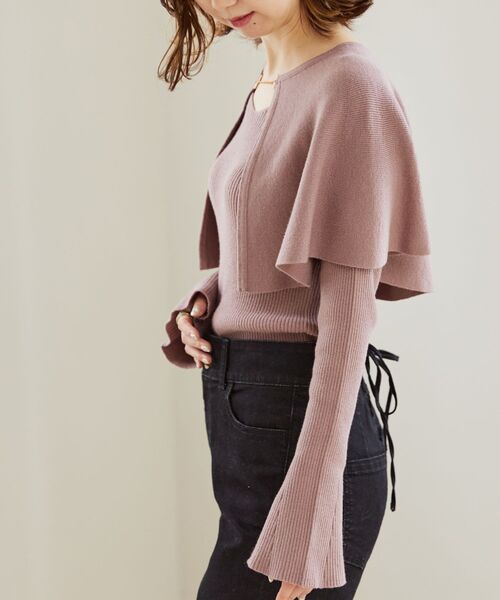 MAJESTIC LEGON（マジェスティックレゴン）の「チェーン付きケープセットニット（ニット/セーター・レディース・ブルー/ブラック/アイボリー/ピンク・MEDIUM）」の14枚目の写真