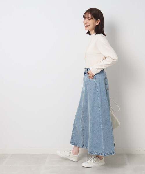 SHOO・LA・RUE（シューラルー）の「◆【洗える】ちくちくしにくい ハイネックニット（ニット/セーター・レディース・オフホワイト/グレー/ダークグリーン/ブルー/ブラック/レッド系1・02/03/04）」の14枚目の写真