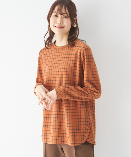 DECOY SINCE 1981(デコイシンスイチキュウハチイチ)の「オーガニックコットンサイドボタンチュニックプルオーバー(Tシャツ/カットソー・レディース・オレンジ/ブラウン/ネイビー・M/L/LL)」の3枚目の写真