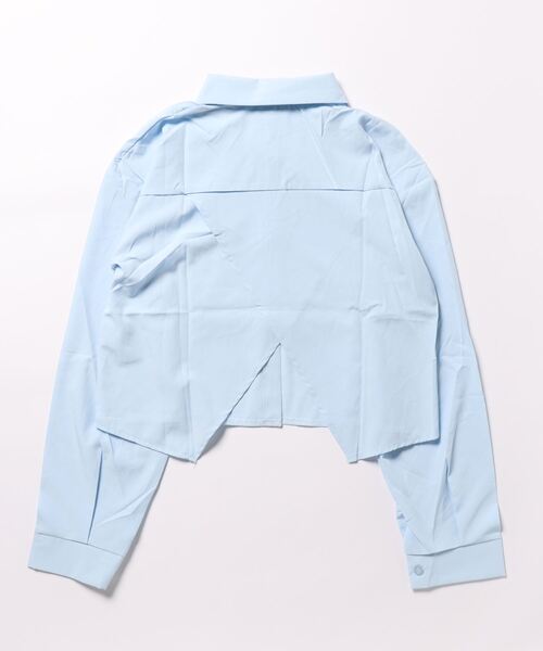 urge：（アージコロン ）の「【URGE：】クロップド丈  バッククロススリット シャツ（シャツ/ブラウス・レディース・ホワイト/ブルー/グリーン・SMALL/MEDIUM/LARGE/X-LARGE）」の9枚目の写真