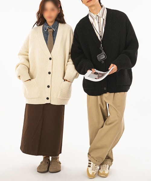 aimoha（アイモハ）の「aimoha outdoor　Vネックニットカーディガン（カーディガン/ボレロ・レディース・ブラック/ベージュ/ホワイト・MEDIUM/X-LARGE/LARGE）」の18枚目の写真