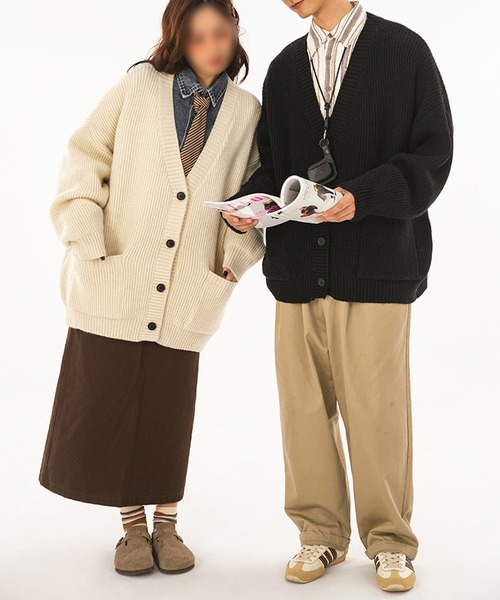 aimoha（アイモハ）の「aimoha outdoor　Vネックニットカーディガン（カーディガン/ボレロ・レディース・ブラック/ベージュ/ホワイト・MEDIUM/X-LARGE/LARGE）」の17枚目の写真